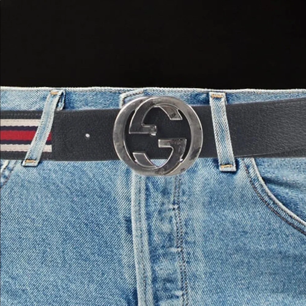 Gucci web accent belt measurements in photos